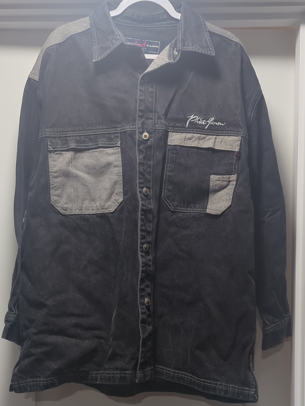 Phat Farm Black and Gray Two-Tone Lightweight Shirt Jacket